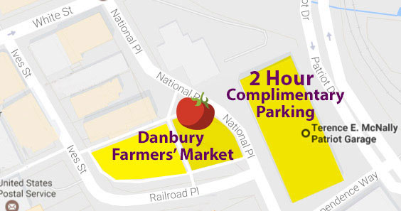 Danbury Farmers' Market map, CityCenter Danbury Green, Ives Street